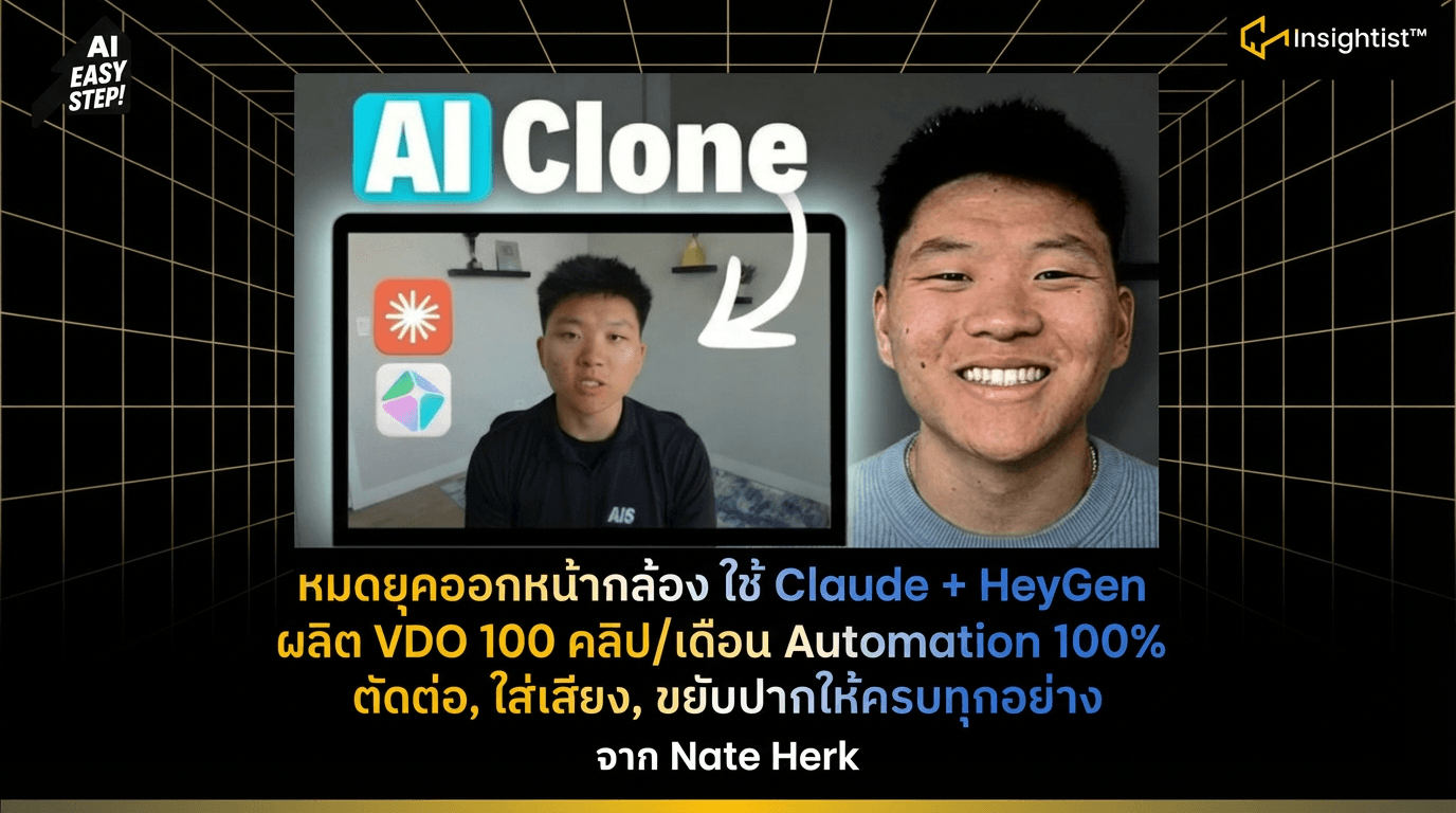 หมดยุคออกหน้ากล้อง ใช้ Claude + HeyGen + ElevenLabs ผลิต VDO 100 คลิป/เดือน Automation 100% ตั…